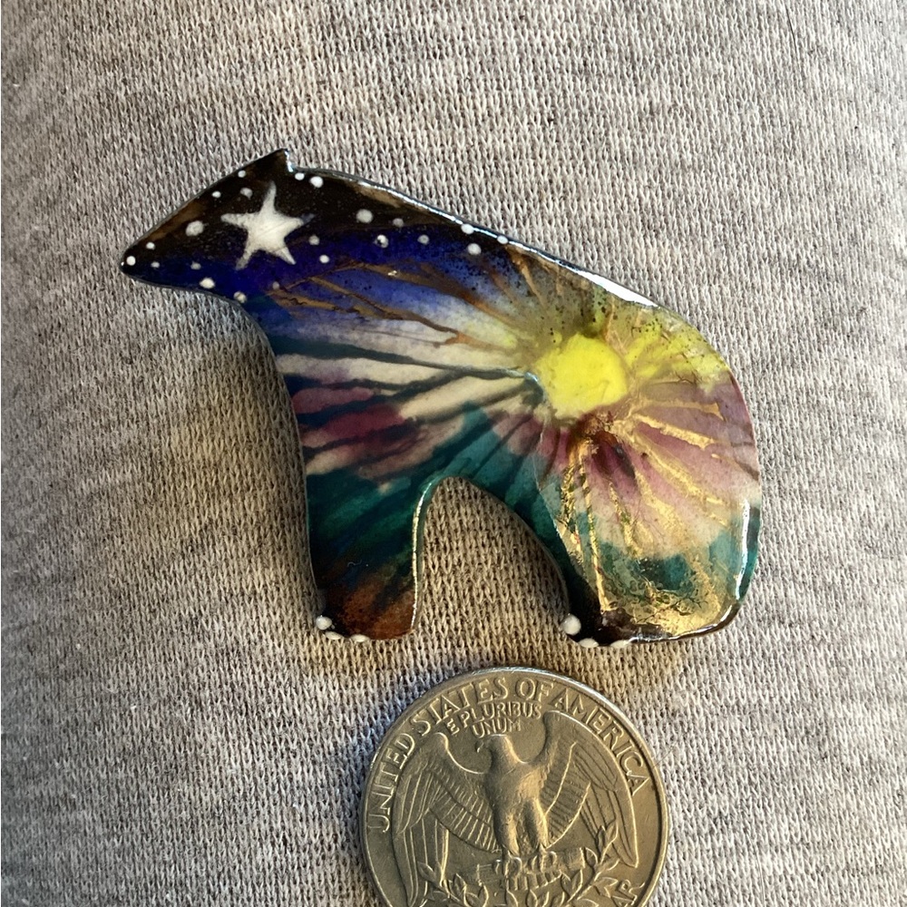 Brooch Pin hand painted Native American handmade